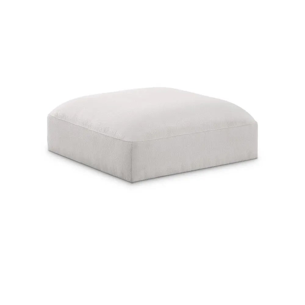 Ease Cream Polyester Fabric Ottoman