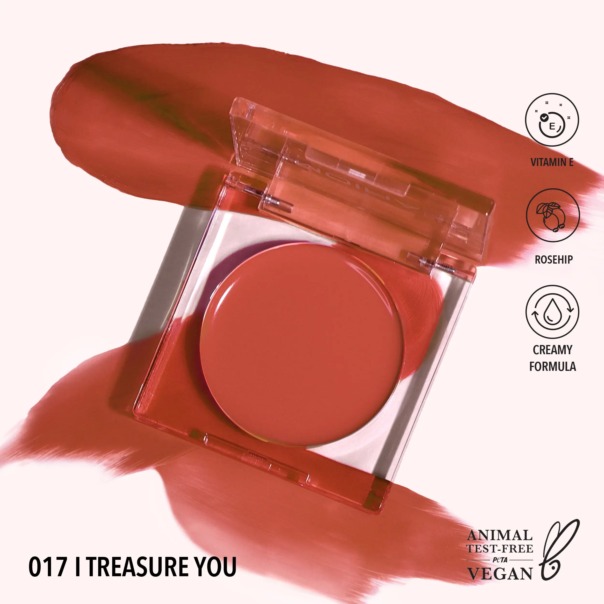 MOIRA | Loveheat Cream Blush (017, I Treasure You) | Dewy Cream Blush with Lightweight, Blendable Color