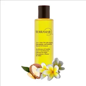 Terramar 3 in 1 Hair Oil (98ml / 3.31 fl Oz) - with Argan, Macadamia, Monoi - Nourishes, Smooths Frizz, Adds Shine, Lightweight for All Hair