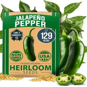 Jalapeno Pepper Seeds (Capsicum annuum) - High Germination, Non-GMO Heirloom Seeds - 129 Hot Pepper Seeds for Planting - Easy to Grow, Early Harvest Jalapeno Seeds for Enthusiast