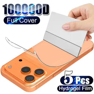 5 pcs Back Hydrogel Film For iPhone 17 Pro Max/17/16 Pro Max/16/16e/15/14/13/12/11/17 Air/Plus/Mini/X/XR/XS Max, Soft Protective Screen Protector Film, Anti-Scratch, Anti-Fingerprint, Full Coverage, Seamless Fit, Case-Friendly, Glossy Finish