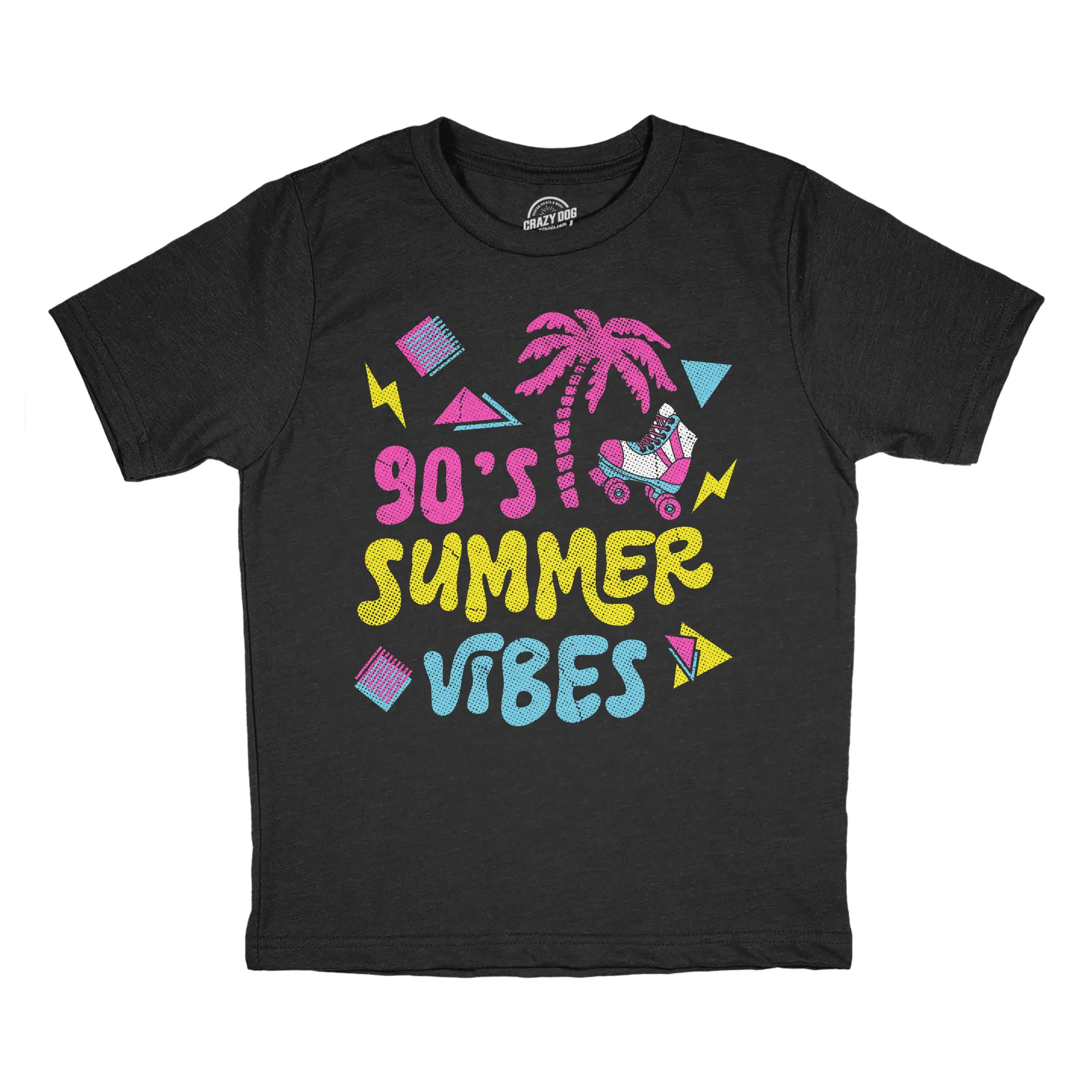 Youth Funny T Shirts 90s Summer Vibes Retro Tee For Kids Funny T Shirts Funny Vintage Short Sleeve Novelty Tees for Kids Black -