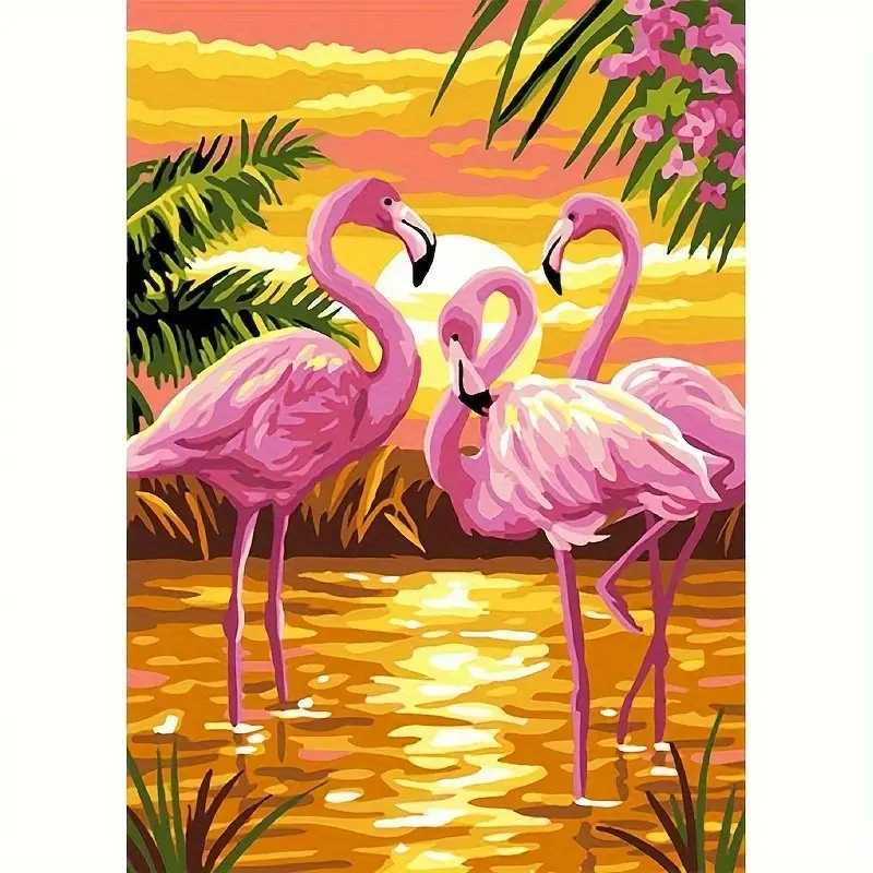 1pc 5D DIY Animal Series, Tropical Flamingo Pattern Diamond Pattern Design Full Diamond Art Painting Set, Adult Beginner, Diamond Art Home Wall Decoration Gift, Tropical Artwork