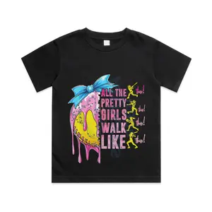 All The Pretty Girls Walk Like This Softball Lover Sport Fan Cotton T-shirt, Graphic Print Round Neck Short Sleeve Casual Tee for Boys Girls