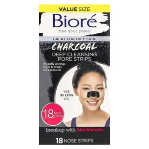 Biore Deep Cleansing Pore Strips, Charcoal, 18 Nose Strips
