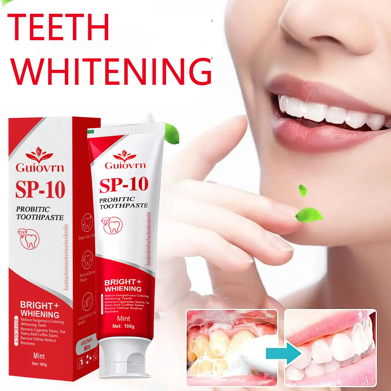SP-10 Ultra Whitening Toothpaste for Sensitive Teeth | Probiotic & Enamel Protect Formula | Mint Fresh Breath |  TikTok Best Seller