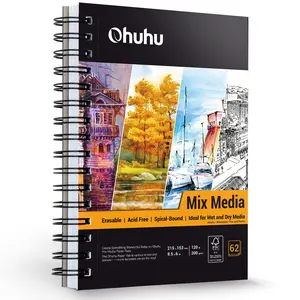 Ohuhu Marker Pads Art Sketchbook: 5.5" x 8.5" - Mix Media Pad - 120 lb/200 GSM Heavyweight Papers - 62 Sheets/124 Pages - Mixed Media Art Sketchbook, Spiral Bound Mixed Media Paper Pad for Acrylic - Marker Pad Series of Ohuhu