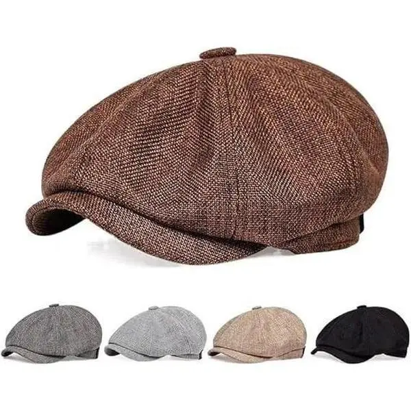 Unisex Vintage Newsboy Cap - Classic 8-Panel Flat Cabbie Ivy Driver Paperboy Hat with Classic Design, Old Money Style Sports & Outdoor Protective Accessory for Casual, Retro Outfits, All Seasons