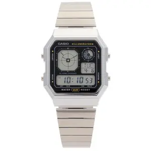 Casio A130 Series Watch in Metal Silver & Black