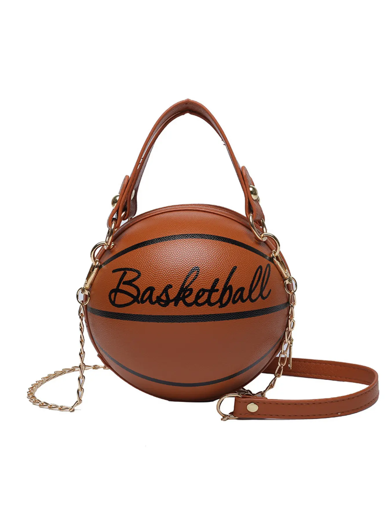 2026 New Women's Basketball Bag Letter Chain Fashion Chic Chain Crossbody Korean Style Simple Shoulder Crossbody Bag High-Quality Casual Tote Crossbody Handbag