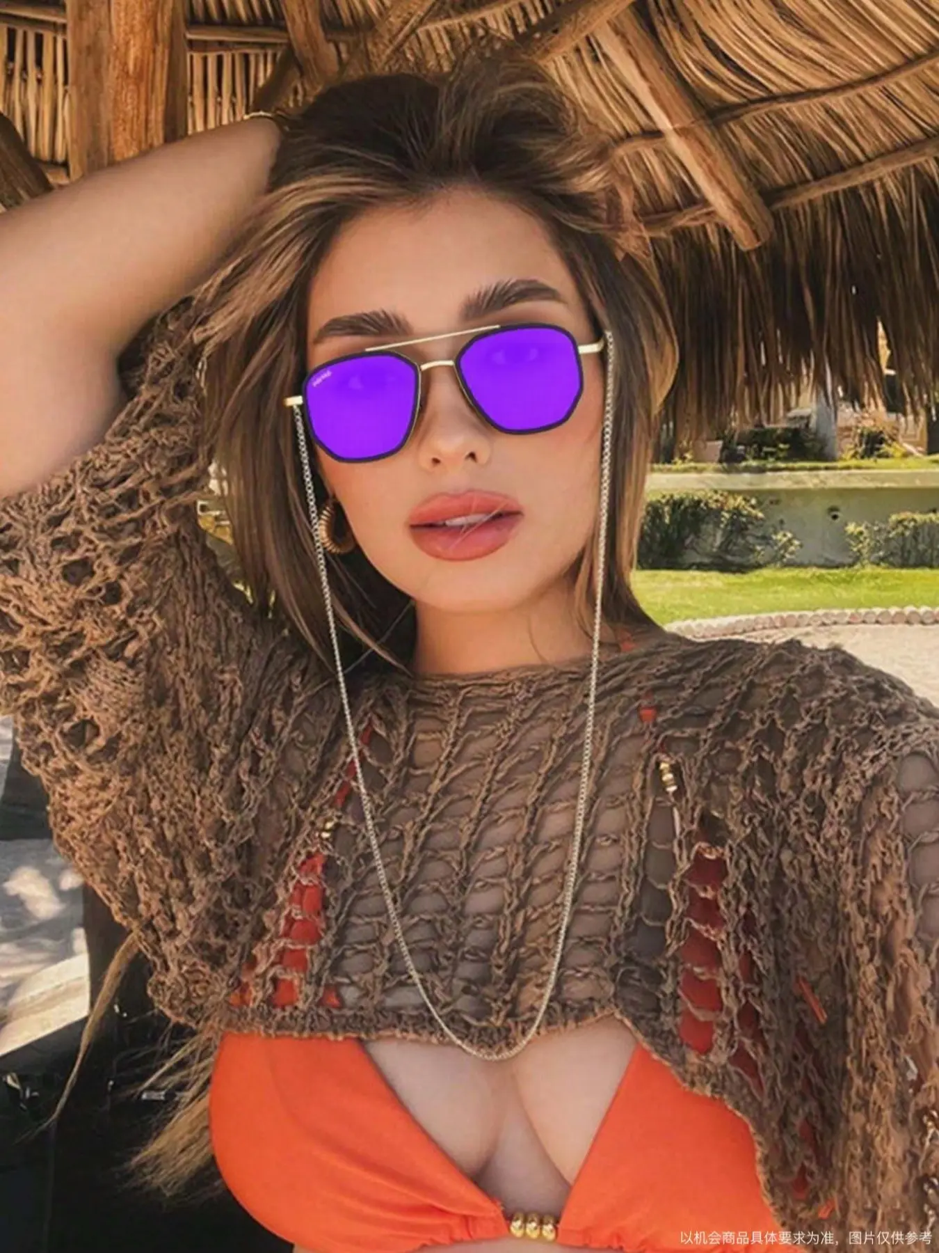 Elegant -Tinted Lenses Sunglasses, Outdoor Fashion Sunglasses, Fashionable Sunglasses, Frame Gold Temples, Square Alloy Frame, Casual Style, Uv400 Protection, All Seasons