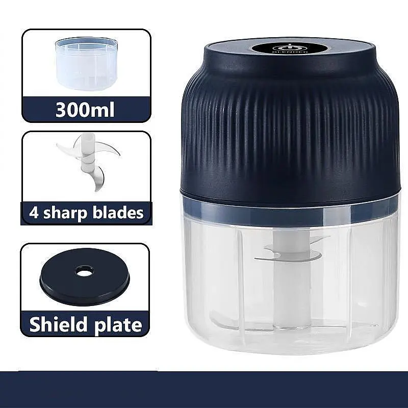 Electric garlic shredder, Food Chopper， mini portable vegetablechopper with 4 sharp blades,vegetable shredder,300ml garlic grinder, mash,vegetable blender, onionshredder, cordless food processing machine for chili,ginger, beans, fruits,meats,spices, etc