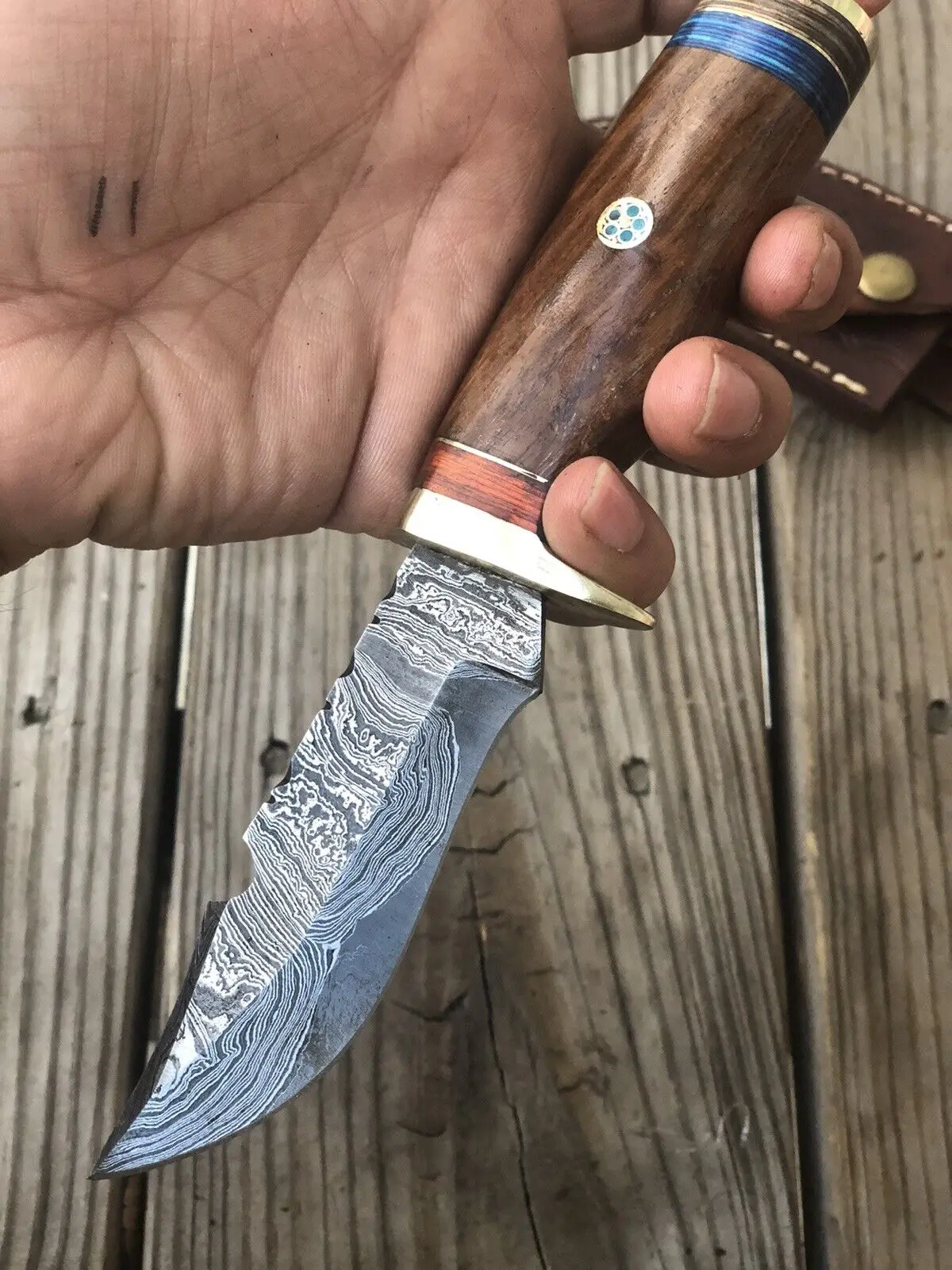 Custom Handcrafted Damascus Steel Fixed Blade Skinner Knife Outdoor Knife With Free leather Sheath