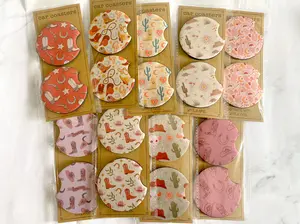 Western Cowboy Cowgirl Boho Coasters Cute Car Coasters, Set of 2, Cute Aesthetic Car Coasters, New Car Gift, Gifts for Her, Flower Coasters for Car, Car Gadgets and Accessories Girly Cowboy Cowgirl Boots Pink Tableware Thick