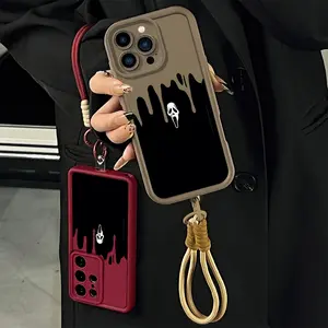 Cool Ghost Mask Dripping Pattern Aesthetic Design Phone Case for iPhone 17 16 15 14 Pro Max 13 12 11 XR XS Plus Samsung Galaxy S25 S24 S23 Slim Shockproof Anti Drop TPU cases cover gift