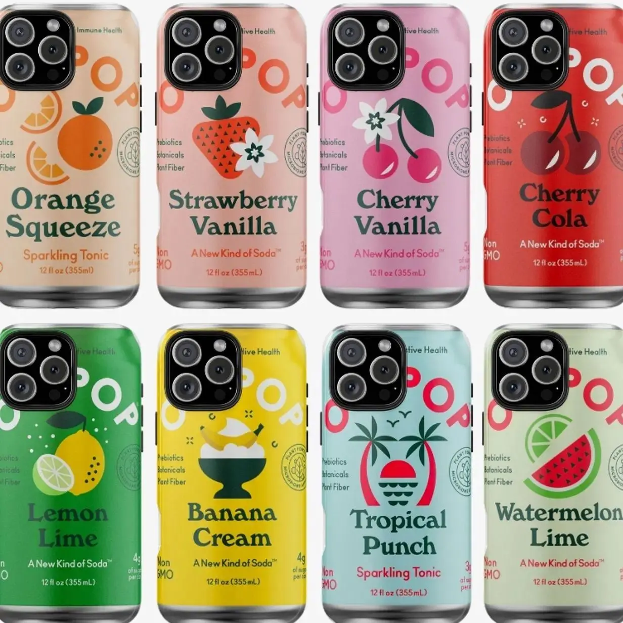 Olipop-Themed Smartphone Casing - Fruit Soda Can Design (Orange, Strawberry, Lemon) - Creative Colorful Accessory - Cute Summery Protective Cover - Compatible with iPhone 11-17 Pro Max/Plus, Samsung Galaxy S23-S25 Handheld Cellphone Devices