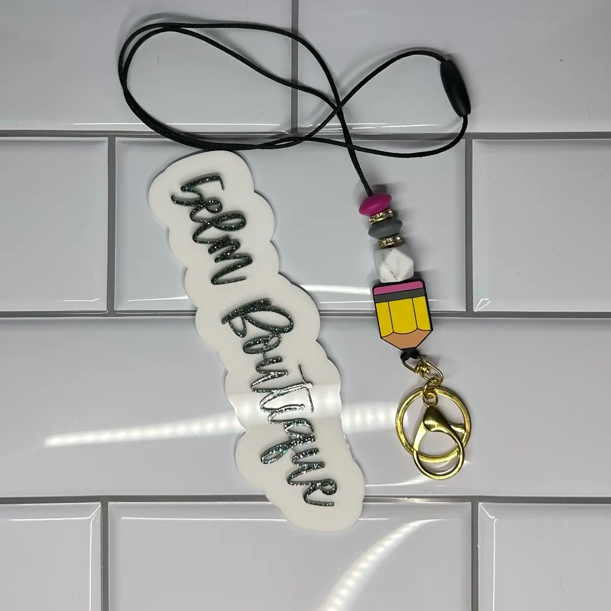 Pencil Silicone Beaded Lanyard
