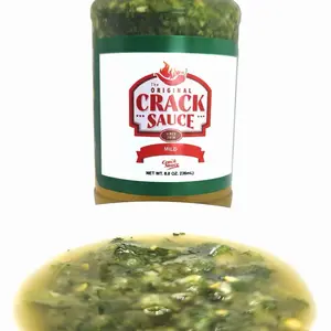 Mild Crack Sauce 8 oz - Cilantro & Fresh Jalapenos Dip for Subtle Kick