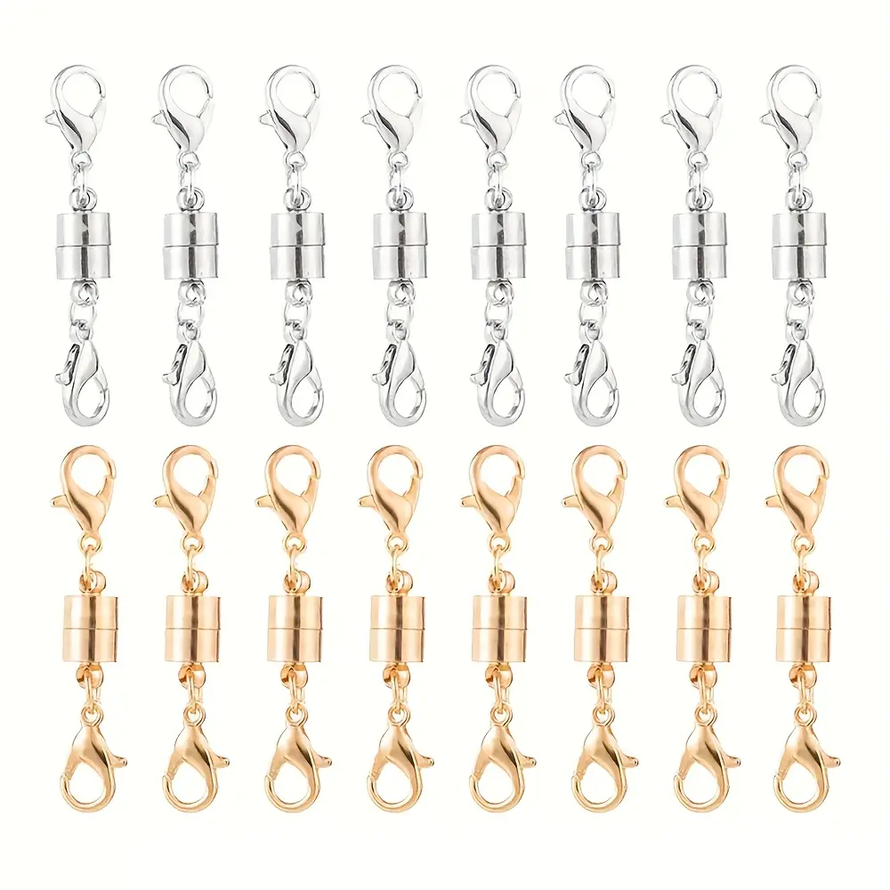 [Magnetic Necklace Clasps] 16pcs Magnetic Necklace Clasps | Lobster Clasp Extender Connector for Jewelry Necklace Bracelet Making Findings