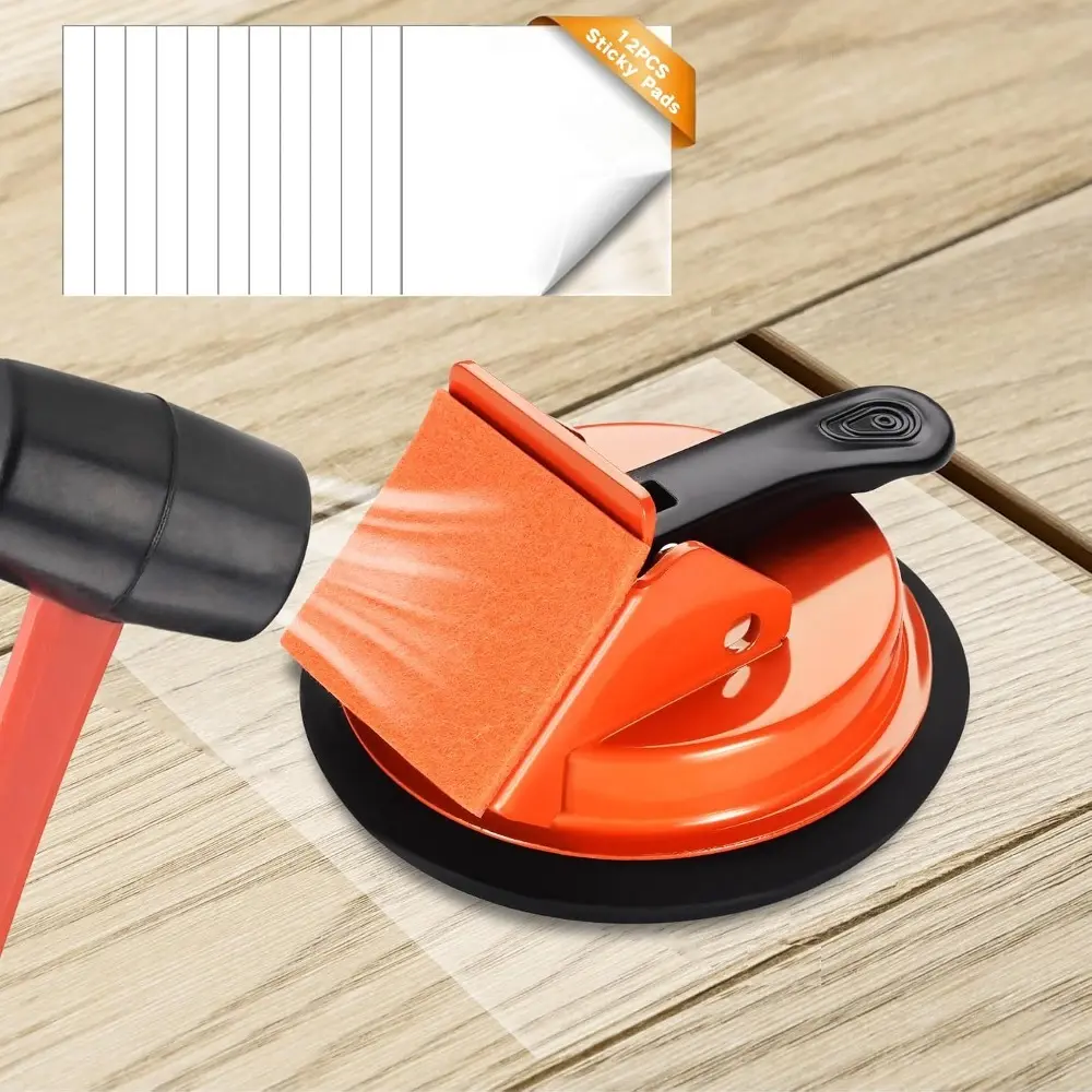 Floor Gap Fixer Tool, Plank Gap Repair Kit, Upgraded Heavy Duty Suction Cup Laminate Flooring Tool, 45° Widened Striking Surface, 12pcs Sticky Pads Fixer Laminate/Vinyl Flooring/Hardwood