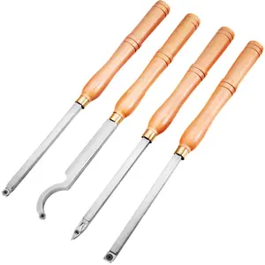 fathersdaygift  VEVOR Wood Turning Tools for Lathe 4 PCS Set, Carbide Lathe Tools with Diamond Shape, Round, Square Cutters, Turning Lathe Chisels with Comfortable Grip Handles Lathe Tools for Craft DIY Hobbyists