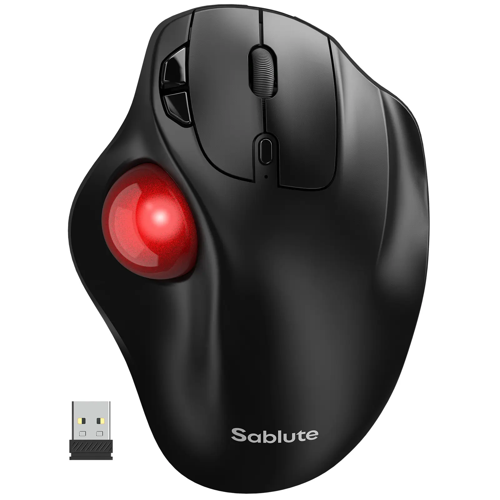 SABLUTE MAM2 Wireless Trackball Mouse - 5-Level DPI, Ergonomic Design, 2.4G USB & Bluetooth Connectivity, 500mAh Battery for PC, Laptop, Mac, Windows