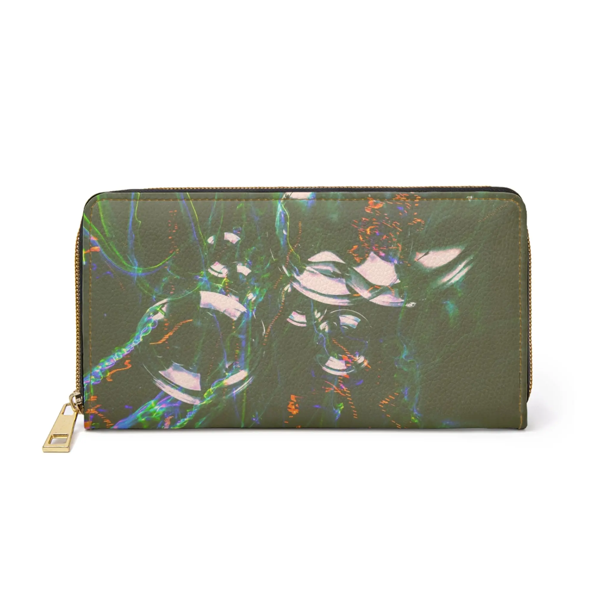 Witchy Bubbles Zipper Wallet – Vibrant PU Leather with Gold Stitching