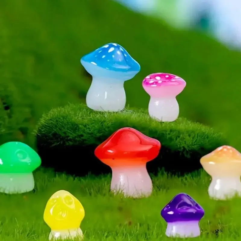 One blind bag  Glow in the Dark Mushroom  - Multicolor Resin Miniatures for Fairy Gardens,, Cupcake Toppers - Versatile Craft Pieces for DIY Projects and Home Décor each blind bag contains one of these magical mushrooms will have you wanting more