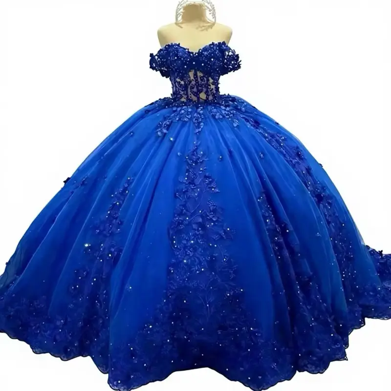 Women's Blue Chic Quinceañera Formal Gown - Lady's Elegance Formal Wear, Party Attire