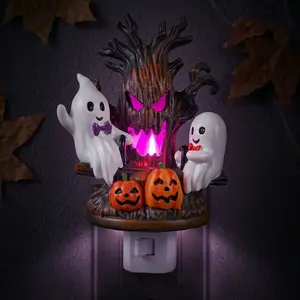 Halloween Spooky Ghost and Pumpkin LED Decorative Light Plug-infor Indoor Home, Bedroom, Bathroom, Halloween Party Supplies, Holiday Gifts