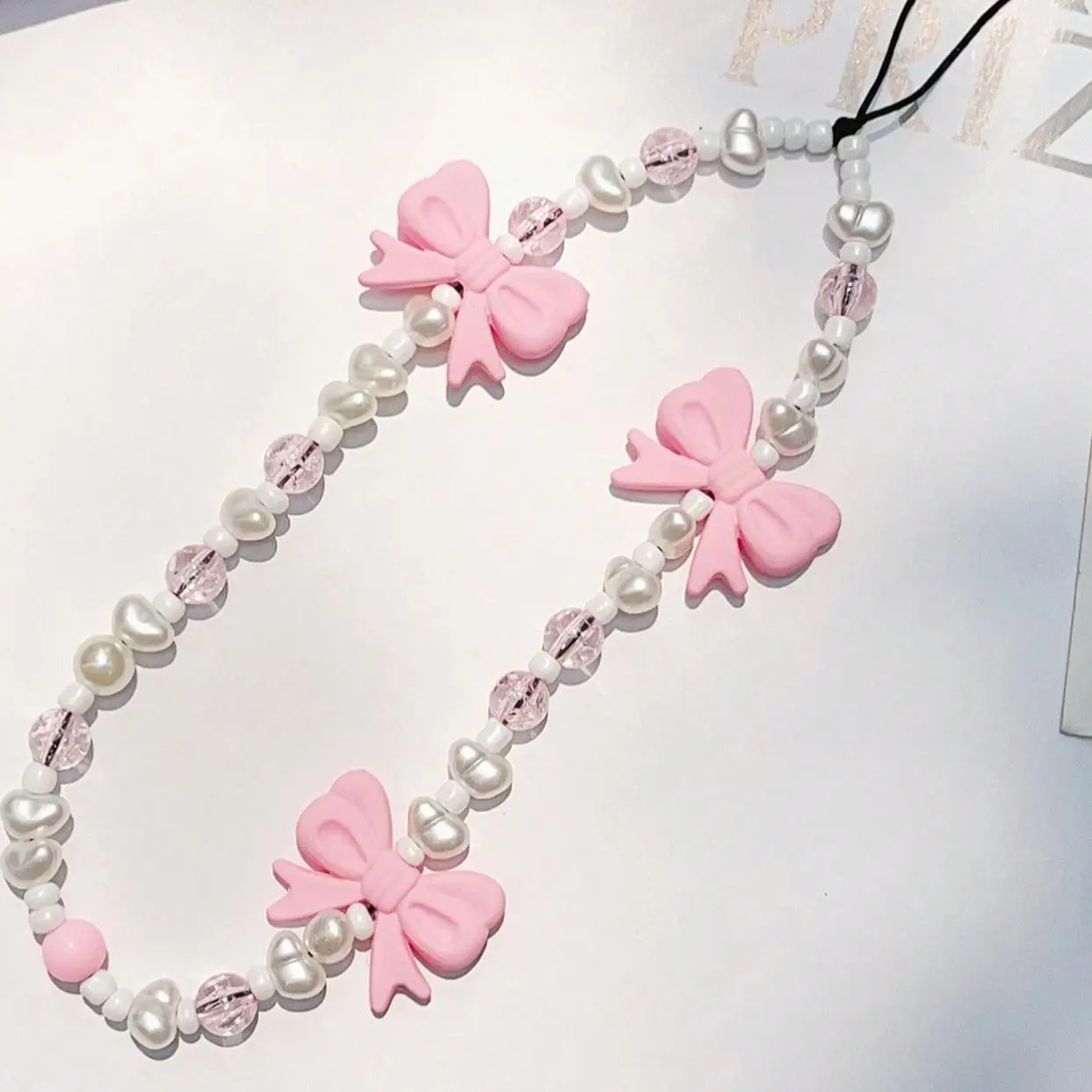 Bow Pearl Bracelet for Phone Charm, Pearl Embellished, Pearl Bowknot Decorated, Elegant Accessory for Mobile Decoration, Stylish Jewelry for Women, Bracelets Jewelry, Fashionable Jewelry Accessories