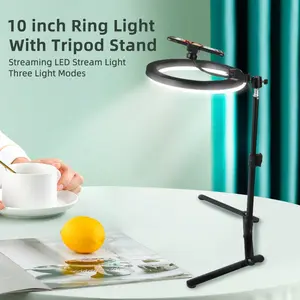 10.24-in Circular Light Strip Tripod with Gear Pan, USB-Charged No-Battery Smartphone Accessory, Tech Accessory for Live Streaming & Desktop Photography, Accessories, Tech Accessories