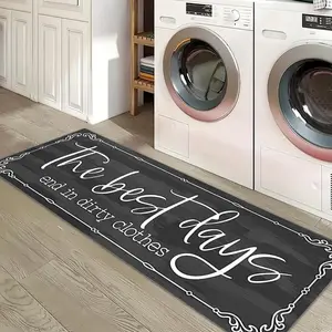Letter Print Laundry Room Mat, 5 Colors Available, Retro Non-Slip Long Strip Carpet, Home Decorative Rug, Perfect for Kitchen Bathroom Laundry Balcony Decor