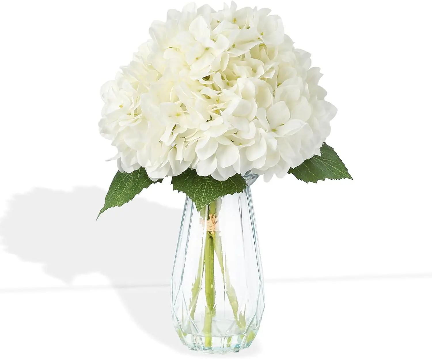 Gaomon 5-Piece Durable Fade-Resistant 3D-Printed Silk Hydrangea Artificial Bouquet Set, with Glass Vase & Faux Water, Decorative Flower Decor for Home Table Centerpieces, Wedding Table