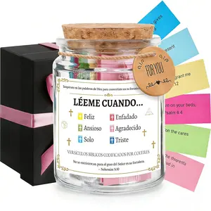[Bible Verse Jar] Inspirational Bible Verse Spanish Scripture Jar for Emotions and Feelings Prayer Cards, Daily Encouragement christian Gift for Women Men Teens, Mom & Friends, christmas/ birthday/ Graduation/ Baptism/ valentine gift
