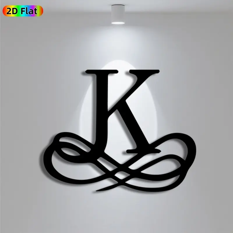 1pc Romantic Letter K with Swirls Metal Wall Art, Romantic Letter K with Swirls Statue Mural, Iron Craft, Perfect for Bedroom, Boudoir, Love Alcove Decor, Highquality Engraving, Artistic Metalwork, Valentine's Decor, Ideal Gift for Love Enthusiasts