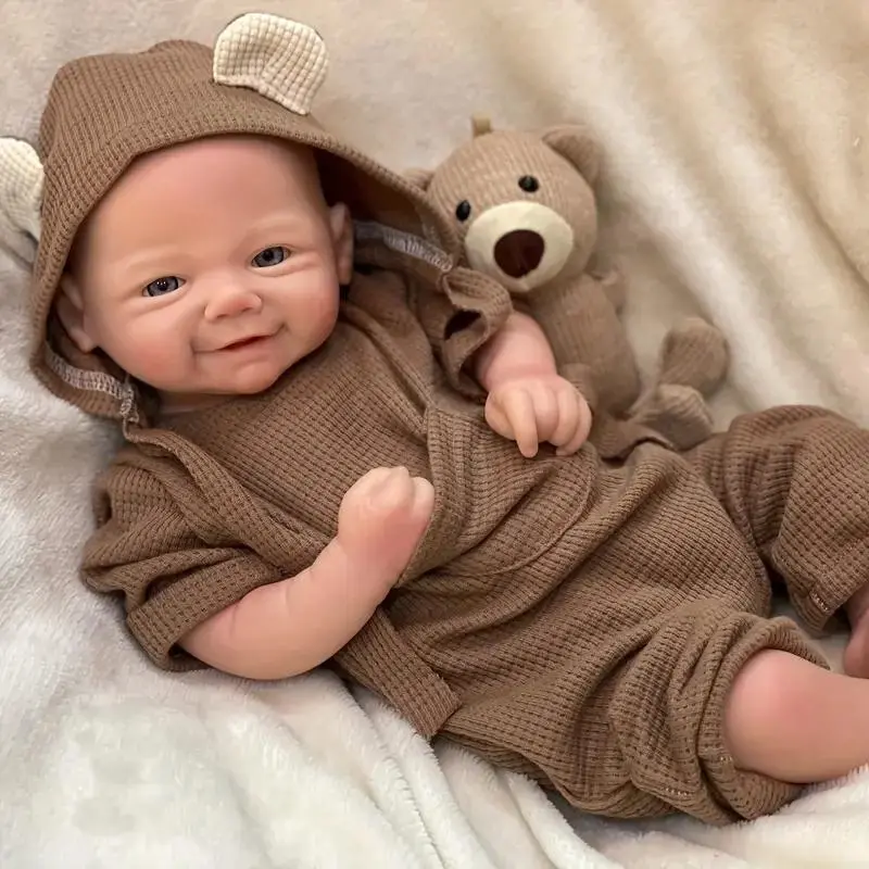 Otarddolls 42cm Full Body Solid Silicone Lifelike Realistic Reborn Baby Girl Doll Vivienne - Painted Bald, 3D Painted Skin, Waterproof, Flexible Handmade Newborn Toy for Halloween, Christmas Gifts, Lifelike Realistic Newborn