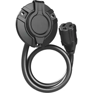 15A AC Port Plug, 125V Power Inlet Socket, and Waterproof Electrical Outlet Receptacle Box with 16-Inch Integrated Outdoor Extension Cord