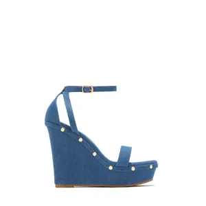 Britni Platform Wedge Heels - Denim