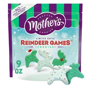 Frosted Cookies, Limited Batch Reindeer Games, stocking stuffer, Happy New Year Shortbread Animal Cookies, Resealable Bag, 9 oz
