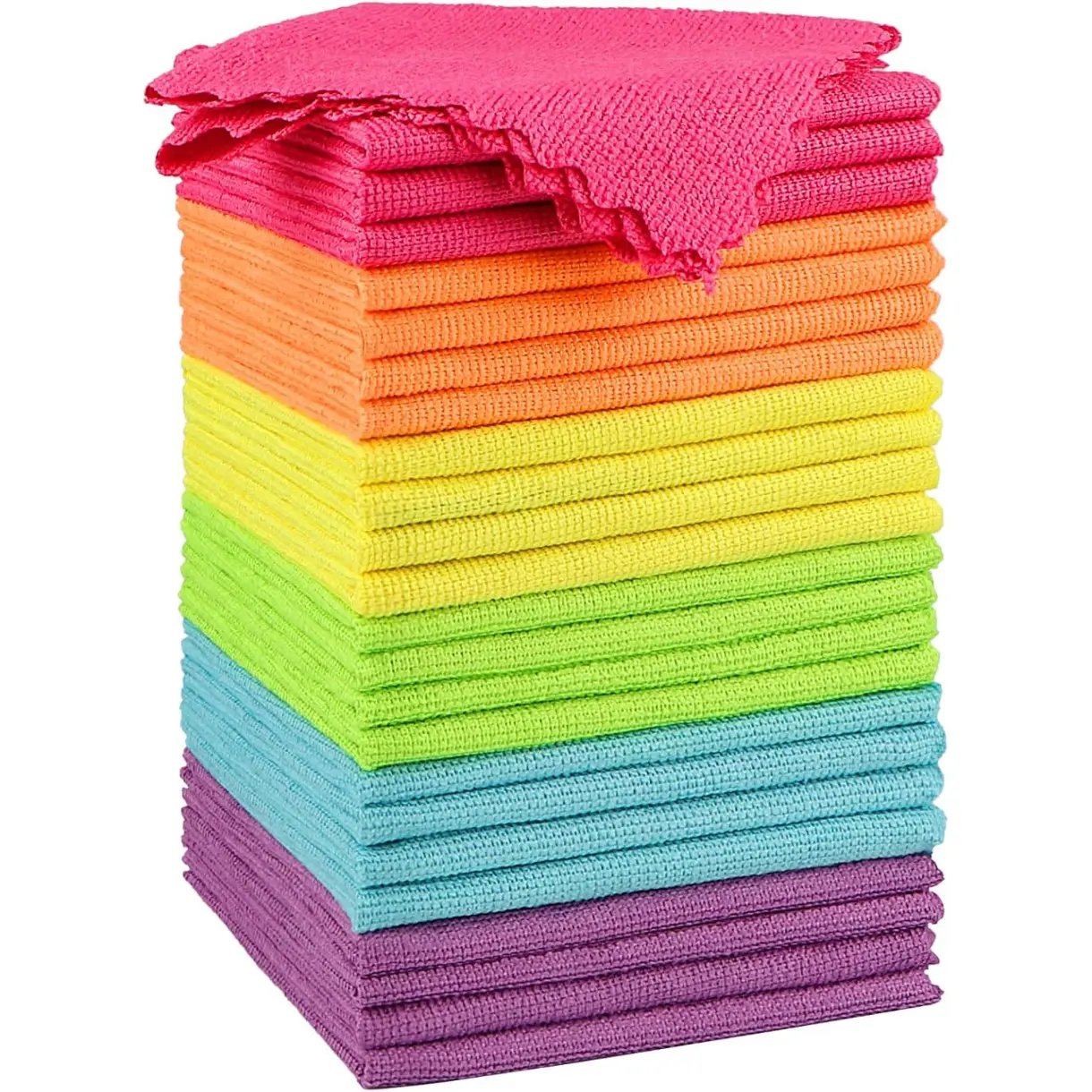 Microfiber Cleaning Cloth 12x12 inch, 24 Pack, Highly Absorbent Cleaning Supplies, Lint Free Cloths for Multiple-use, Powerful Clean Rags for House, Kitchen, Car Care (Multi-Color)