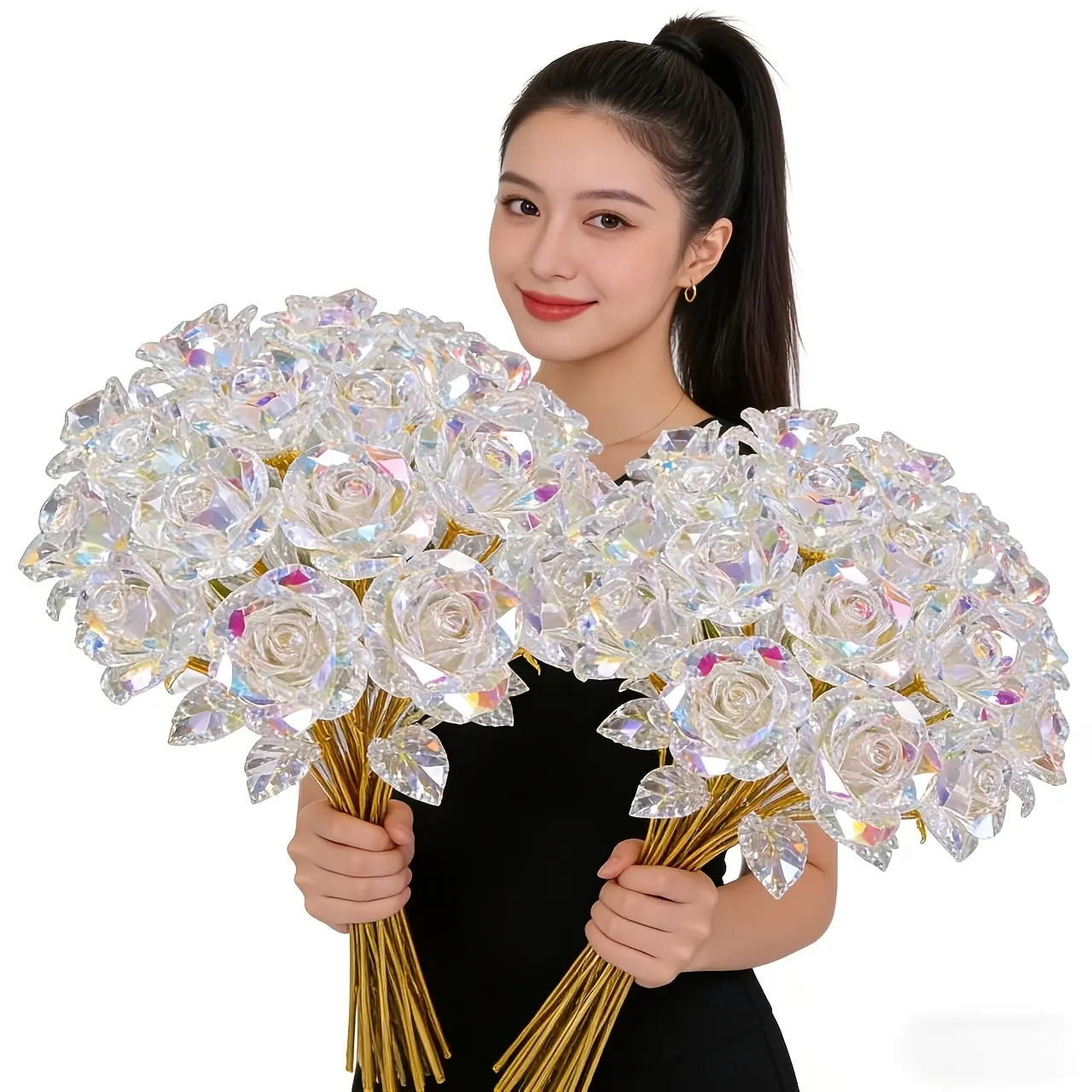 Pack of 20 Sparkling Eternal Crystal Roses — lifelike artificial crystal rose bouquets. Perfect for weddings, Mother’s Day, Easter, anniversaries, Valentine’s, birthdays, Thanksgiving. Maintenance-free with elegant premium charm. Ideal for holiday decor