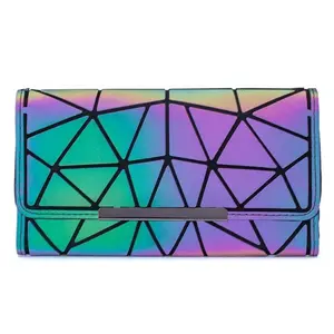 Women Reflective glow light fashion wallet clutch bag Coin Holder/Purse Trifold Wallet Long Wallet
