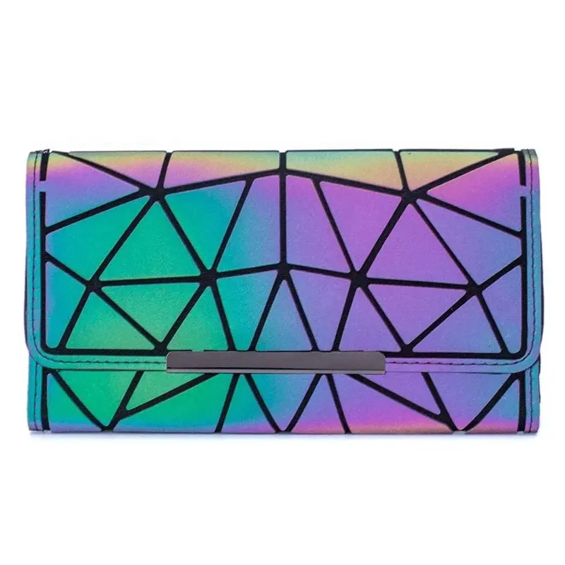 Women Reflective glow light fashion wallet clutch bag Coin Holder/Purse Trifold Wallet Long Wallet