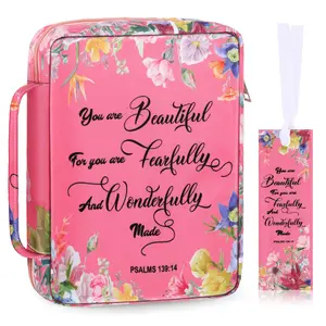 Bible Cover Floral Bible Case 10'' Women Bible Bag Portable Bible Carrying Case for Bible Study, Daily Commuter