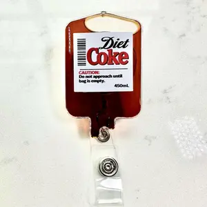 Diet Coke IV Bag Badge Reel: Nurse ID Holder - Swivel/Belt Clip