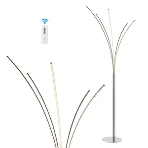 Fuochi 71" Modern Minimalist Metal 5-Branch Arc Dimmable Integrated LED Floor Lamp with Remote Control