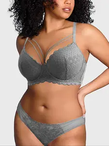 【Plus Size】 Solid Color Push Up Bra, Comfort and Fit Breathable Seamless Underwire Bra, Women's Lingerie for All Seasons