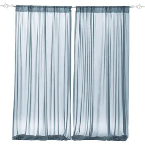 TINGE TIME 10Ft Wedding Backdrop Curtains 2 Panels, Wrinkle-Free Wedding Arch Sheer Draping Fabric for Bridal Show Arch Party Stage Decoration Ceremony (Dark Blue)