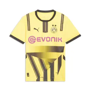 PUMA Mens Bvb Cup Crew Neck Short Sleeve Jersey Replica Casual - Yellow